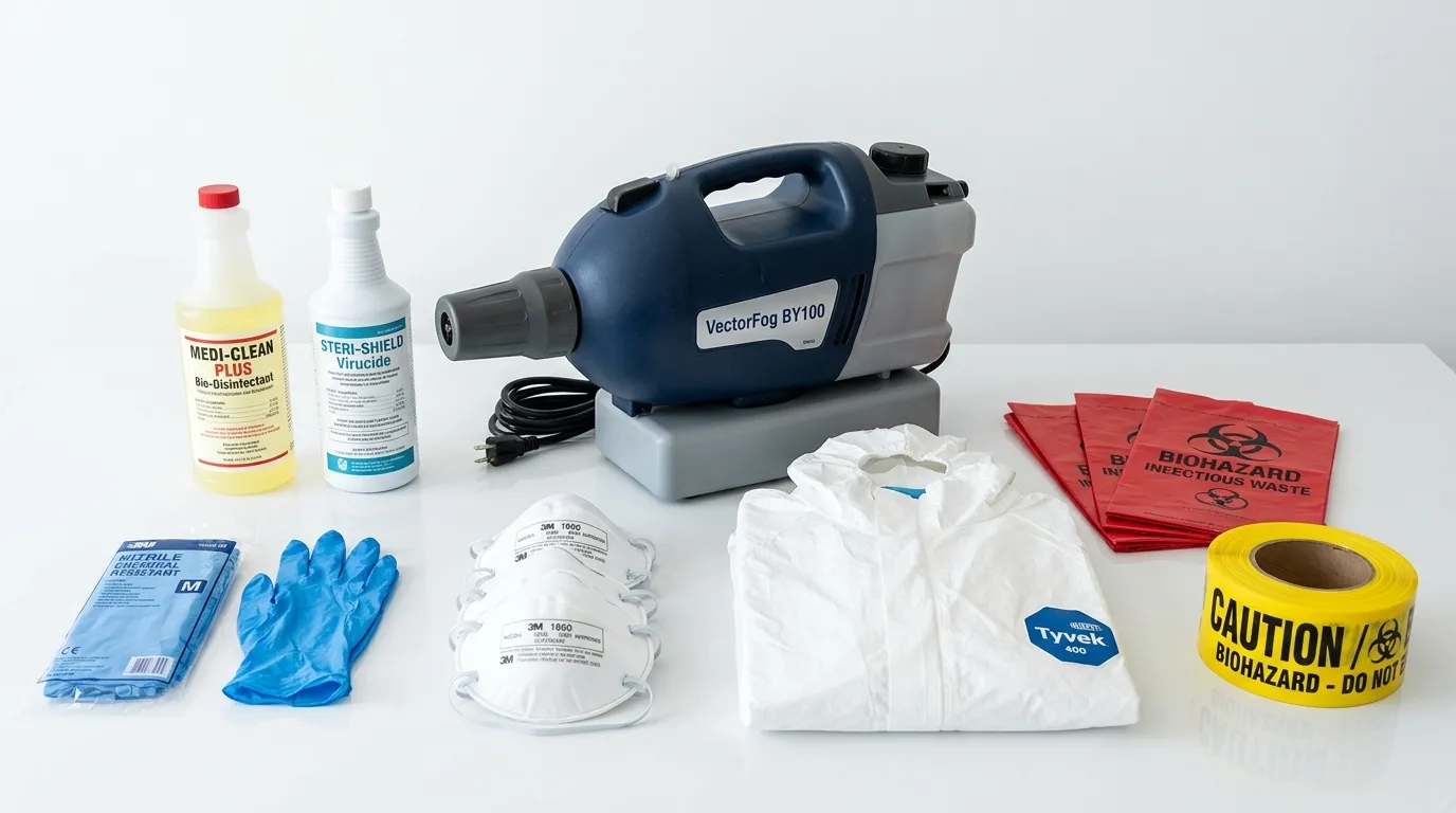 Professional biohazard remediation crew working in La Porte