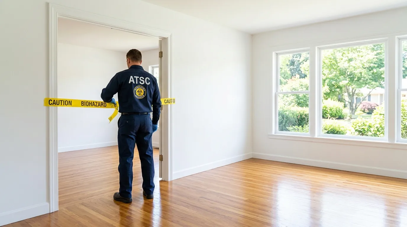 Certified biohazard cleanup crew performing Decomposition Cleanup in La Porte